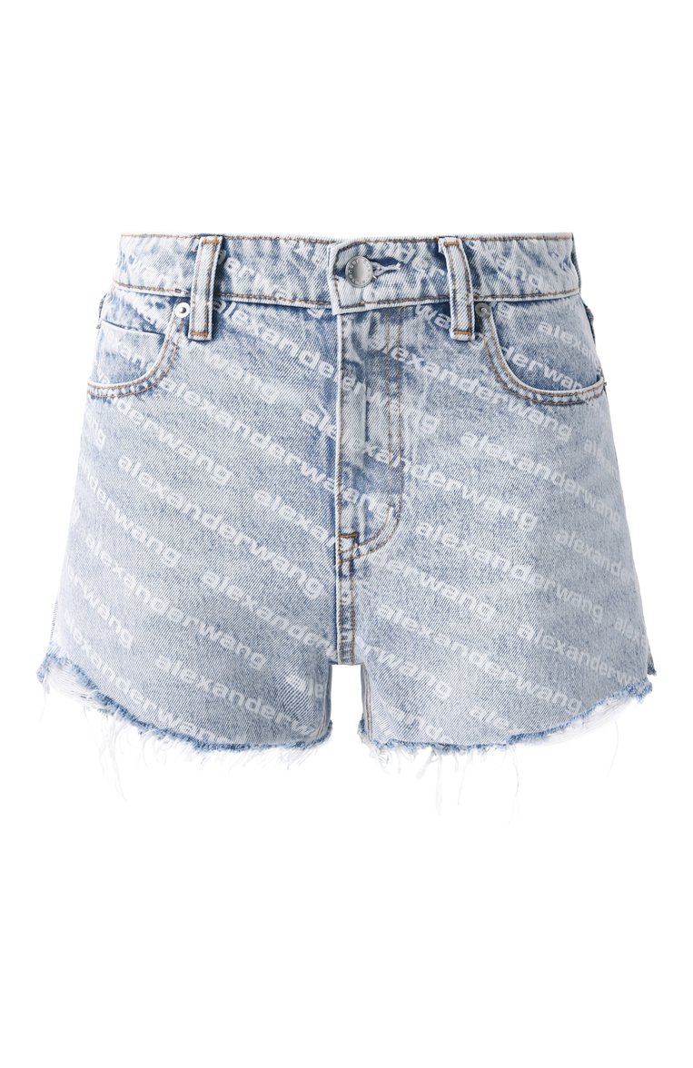 Женские джинсовые шорты ALEXANDER WANG голубого цвета, арт. 4DC2204781 | Фото 1 (Длина Ж (юбки, платья, шорты): Мини; Драгоценные камни: Проставлено; Материал сплава: Проставлено; Стили: Кэжуэл; Кросс-КТ: Деним; Материал внешний: Деним, Хлопок)