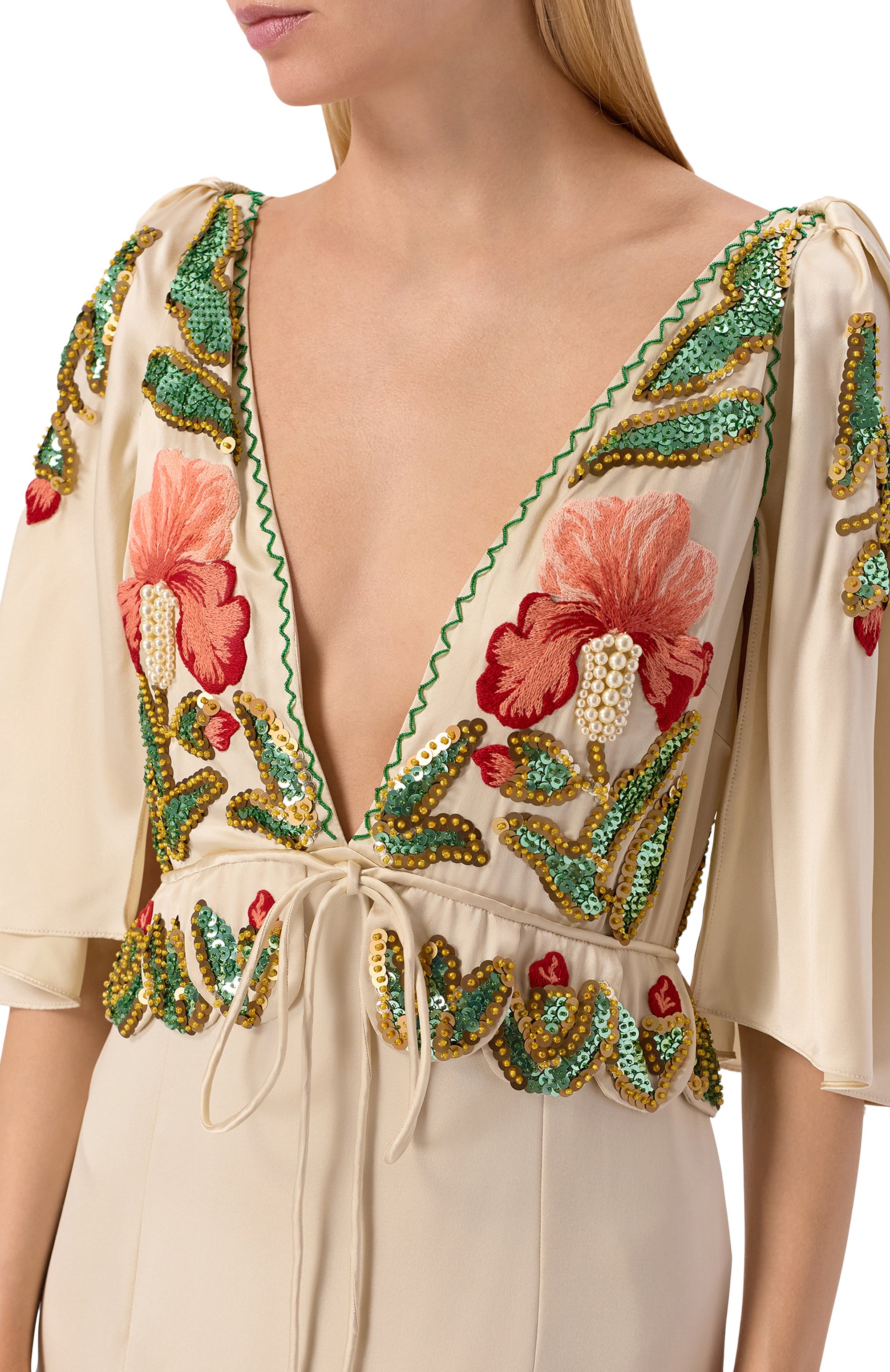 Атласное платье VALENTINO бежевого цвета по цене 1715000 руб., арт. 8B3VDMJ5/8M6, фото 4 Атласное платье VALENTINO, арт. 8B3VDMJ5/8M6, фото 4