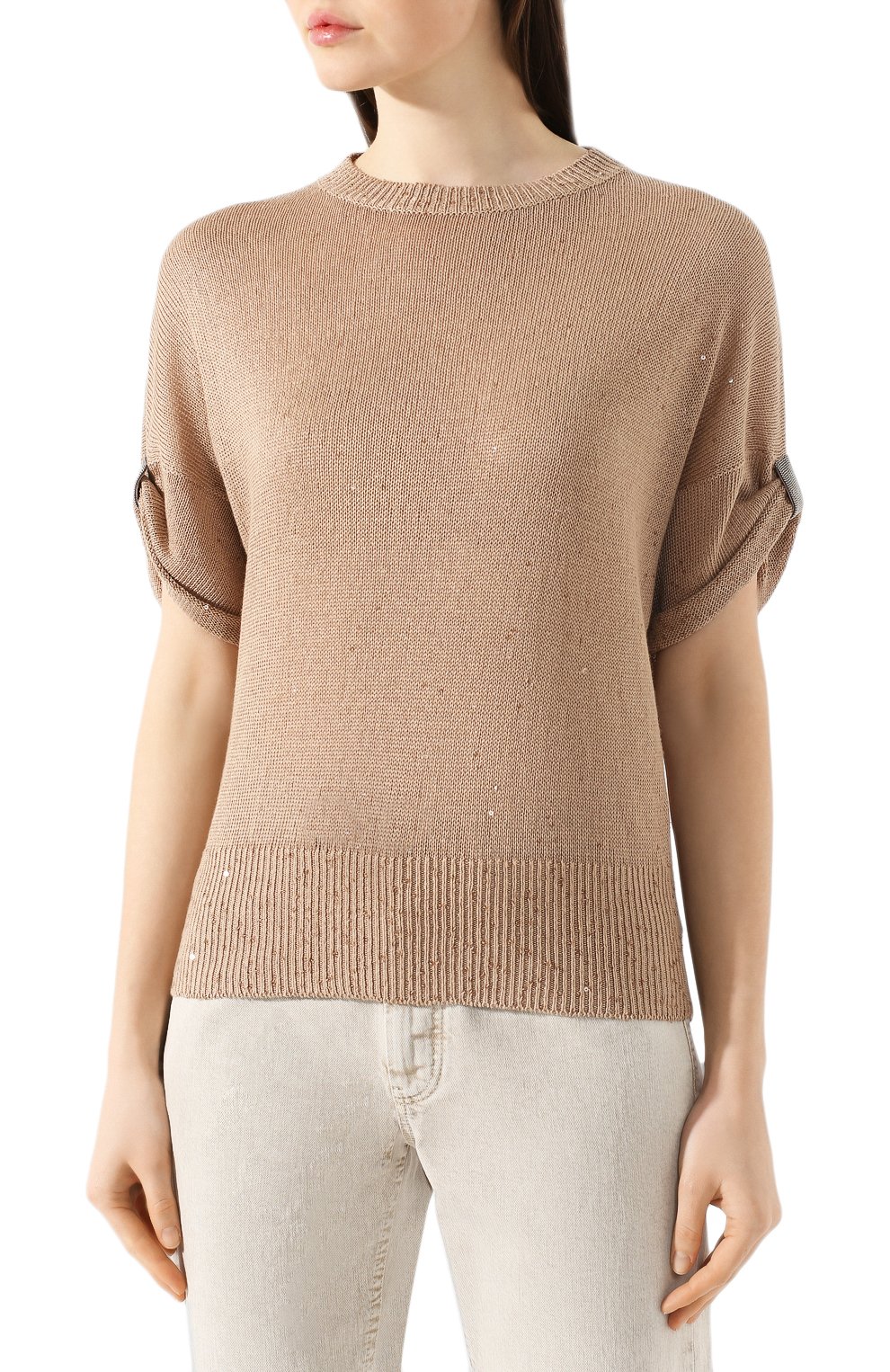 Топ из смеси льна и шелка BRUNELLO CUCINELLI, арт. M10552300, фото 3