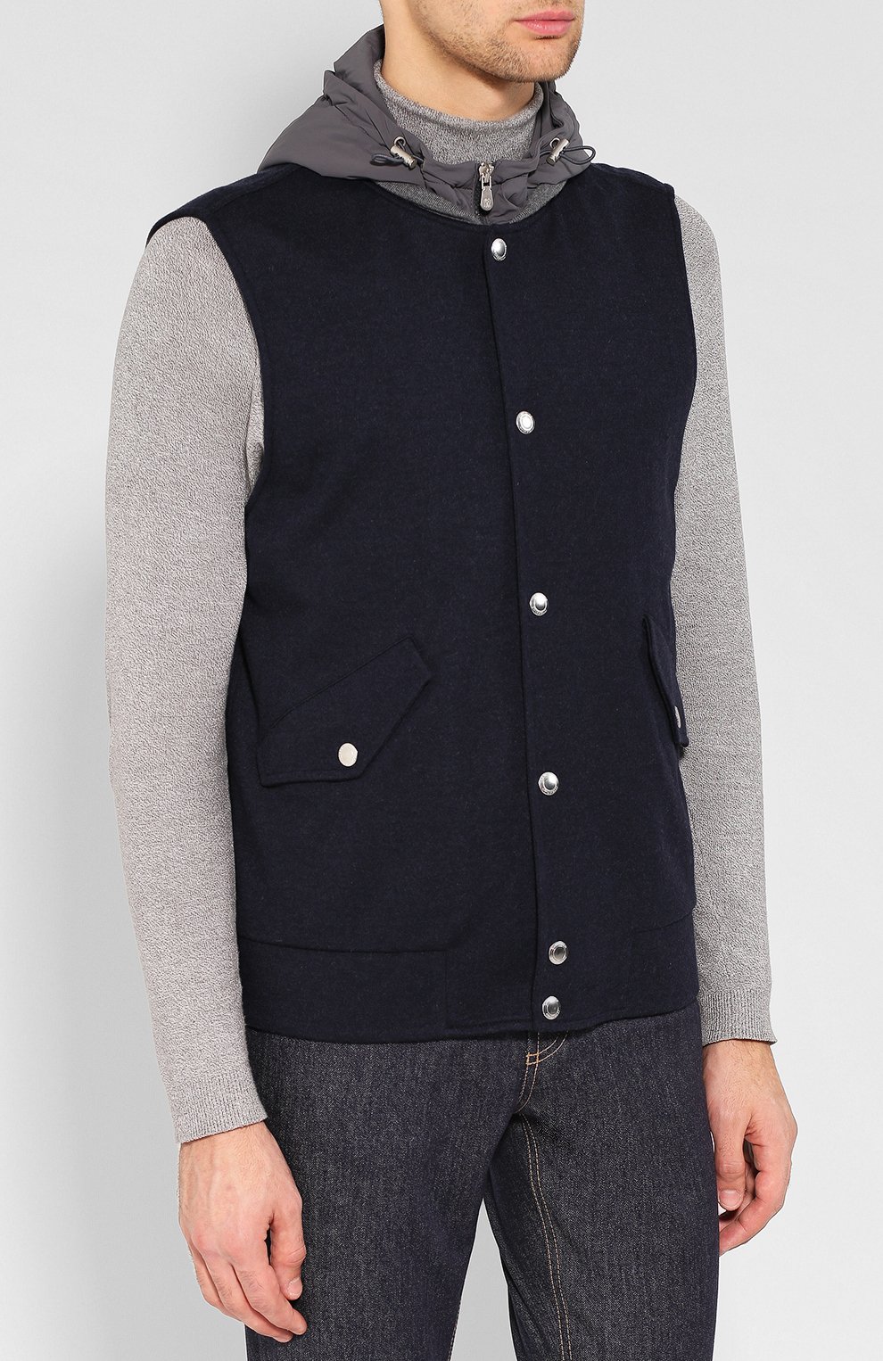 Кашемировый жилет на кнопках с капюшоном BRUNELLO CUCINELLI, арт. ML8003811G, фото 3