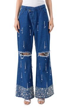 Женские джинсы IN THE MOOD FOR LOVE синего цвета, арт. FW2200400006 | Фото 3 (Материал сплава: Проставлено; Длина (брюки, джинсы): Стандартные; Драгоценные камни: Проставлено; Силуэт Ж (брюки и джинсы): Широкие; Кросс-КТ: Деним; Детали: Декор; Материал внешний: Деним, Хлопок; Стили: Гламурный)
