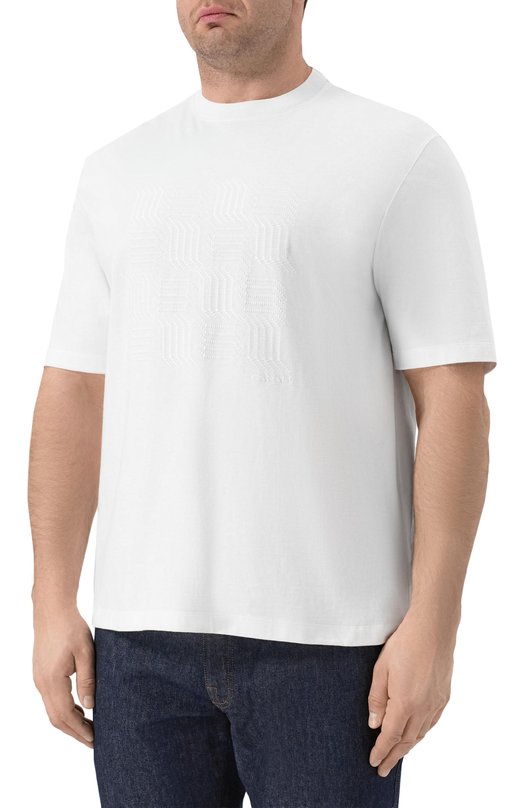 Хлопковая футболка Canali T0943/MJ02436 Белый  T0943/MJ02436 Фото 3