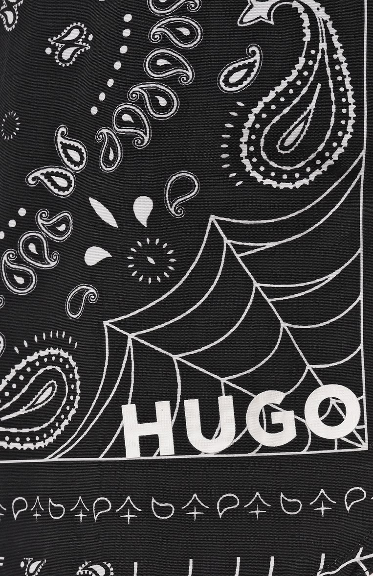 Мужские плавки-шорты HUGO черного цвета, арт. 50533795 | Фото 4 (Нос: Не проставлено; Принт: С принтом; Мужское Кросс-КТ: плавки-шорты; Материал внешний: Синтетический материал; Детали: Без декора; Автоматизация состава: Проставлено; Материал подклада: Синтетический материал)