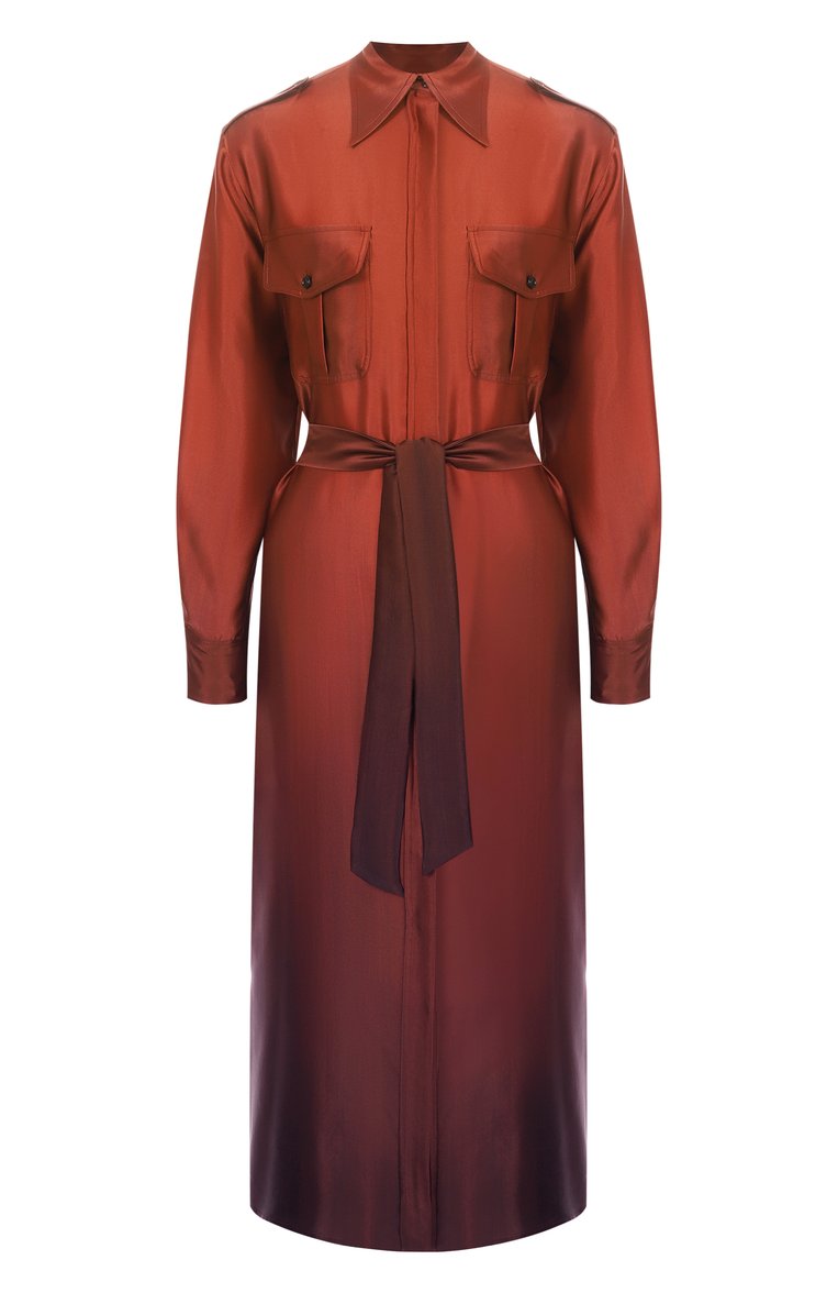 Женское атласное платье KITON бордового цвета, арт. D47321K0909E02 | Фото 1 (Автоматизация состава: Проставлено; Материал внешний: Шелк; Автоматизация ТО: Проставлено; Длина Ж (юбки, платья, шорты): Миди; Рукава: Длинные; Женское Кросс-КТ: Платье-одежда; Случай: Коктейльный; Стили: Кэжуэл)