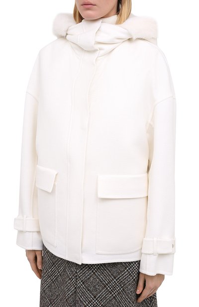 Кашемировое пальто KITON белого цвета по цене 1270000 руб., арт. D50684K05I38, фото 3 Кашемировое пальто KITON, арт. D50684K05I38, фото 3
