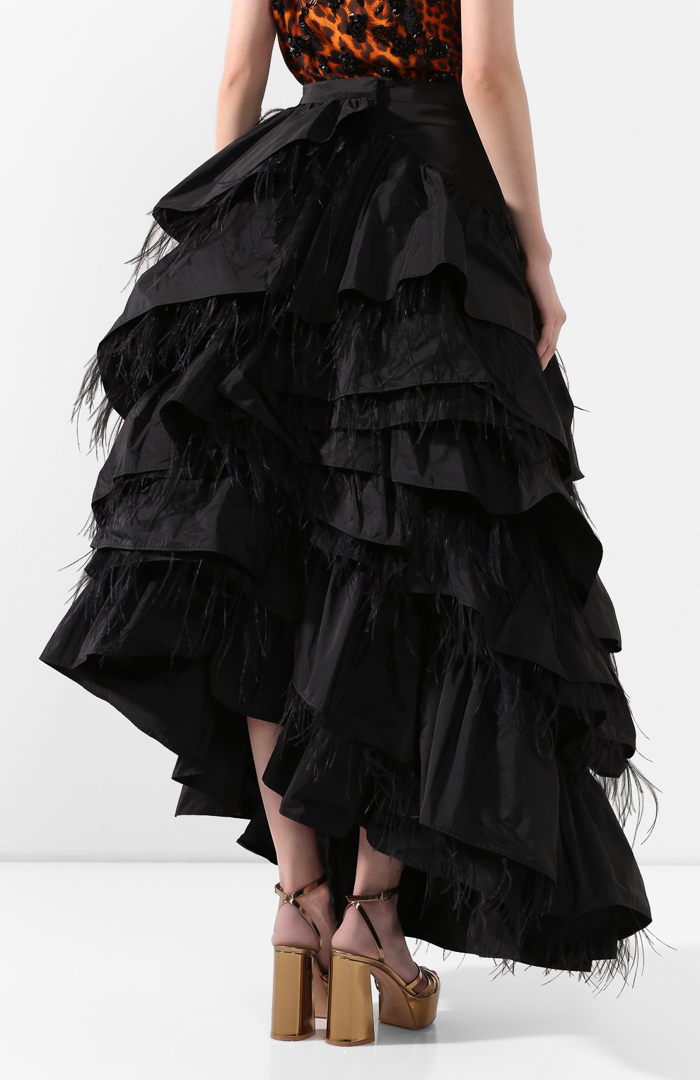 Юбка с отделкой перьями DRIES VAN NOTEN, арт. 201-10861-9383, фото 4