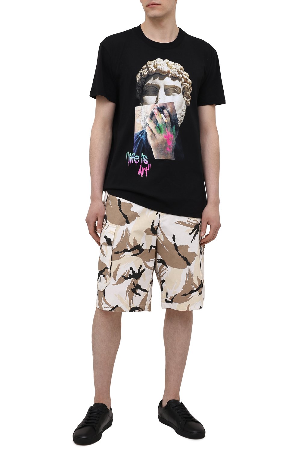 Хлопковая футболка DIEGO VENTURINO черного цвета по цене 13950 руб., арт. SS21-DV TS0 LIA, фото 2 Хлопковая футболка DIEGO VENTURINO, арт. SS21-DV TS0 LIA, фото 2