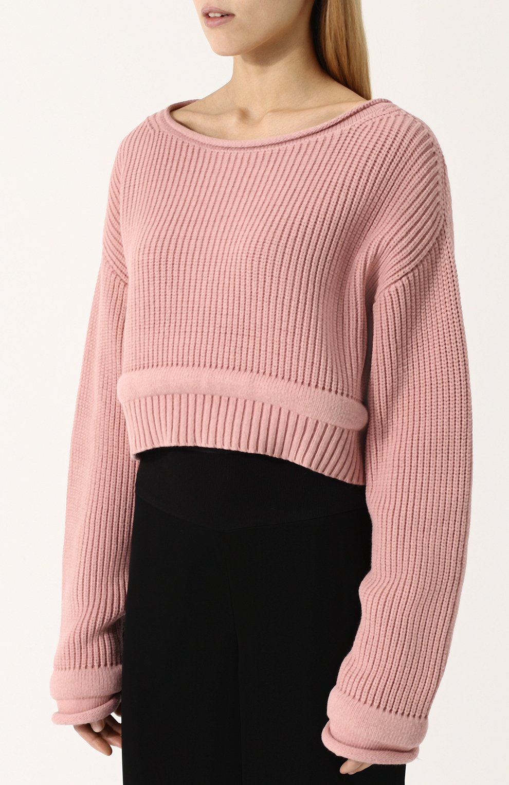 Укороченный пуловер фактурной вязки с круглым вырезом ALEXANDERWANG.T, арт. 4K181040J4, фото 3
