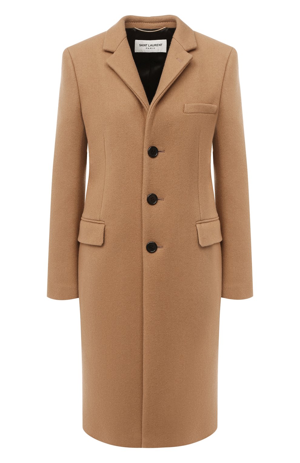 Кашемировое пальто SAINT LAURENT бежевого цвета по цене 398500 руб., арт. 517798/Y143V, фото 1 Кашемировое пальто SAINT LAURENT, арт. 517798/Y143V, фото 1