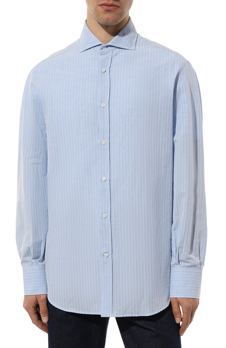 Сорочка из хлопка и льна BRUNELLO CUCINELLI, арт. MM6380028, фото 1