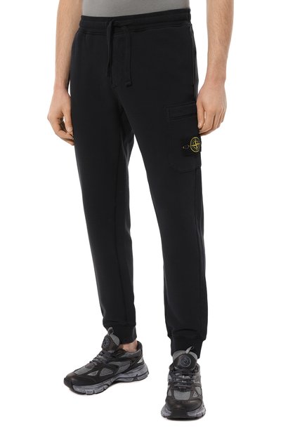Хлопковые джоггеры STONE ISLAND темно-синего цвета по цене 39200 руб., арт. 751564520, фото 3 Хлопковые джоггеры STONE ISLAND, арт. 751564520, фото 3