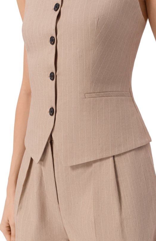 Топ из хлопка и льна HUGO 50560007 Бежевый  50560007 Фото 5