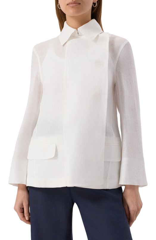 Льняной жакет Emporio Armani EW001545/TE14012 Белый  EW001545/TE14012 Фото 6