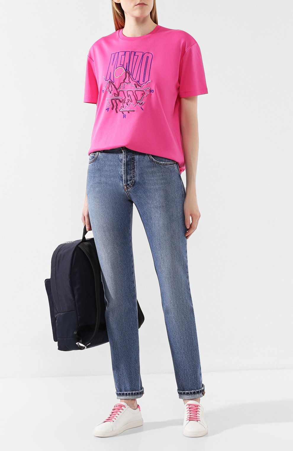 Хлопковая футболка KENZO фуксия цвета по цене 27600 руб., арт. F962TS950939, фото 2 Хлопковая футболка KENZO, арт. F962TS950939, фото 2