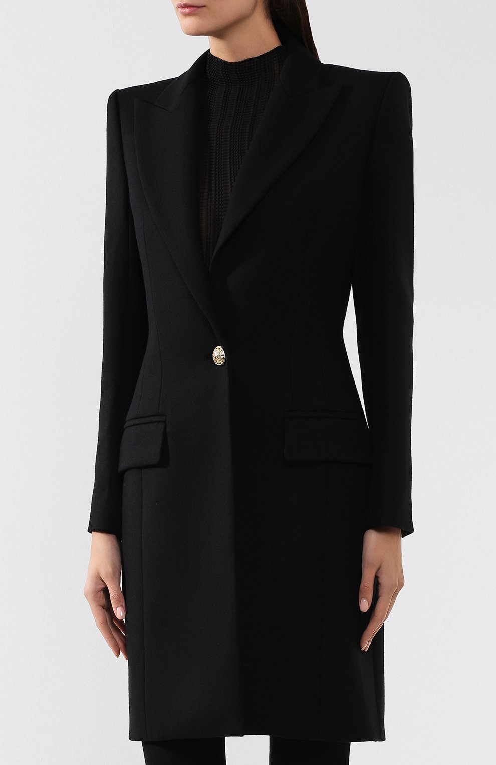 Шерстяное пальто BALMAIN черного цвета по цене 358000 руб., арт. SF18541/W031, фото 3 Шерстяное пальто BALMAIN, арт. SF18541/W031, фото 3