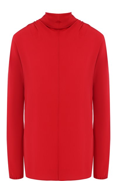 Женская однотонная шелковая блуза с воротником-стойкой PRADA, арт. P973E-1H51-F0011