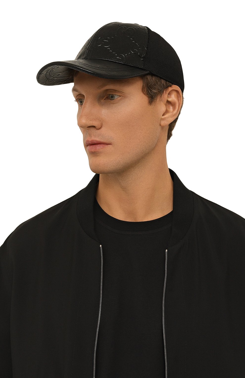 Комбинированная бейсболка GUCCI черного цвета по цене 64800 руб., арт. 627156 4HL03, фото 2 Комбинированная бейсболка GUCCI, арт. 627156 4HL03, фото 2