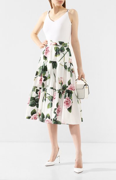 Хлопковая юбка DOLCE & GABBANA белого цвета по цене 117000 руб., арт. F4BM0T/HS5FZ, фото 2 Хлопковая юбка DOLCE & GABBANA, арт. F4BM0T/HS5FZ, фото 2