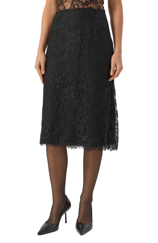 Юбка из шелка и хлопка Elie Saab SK219NF25/LA004 Чёрный  SK219NF25/LA004 Фото 3