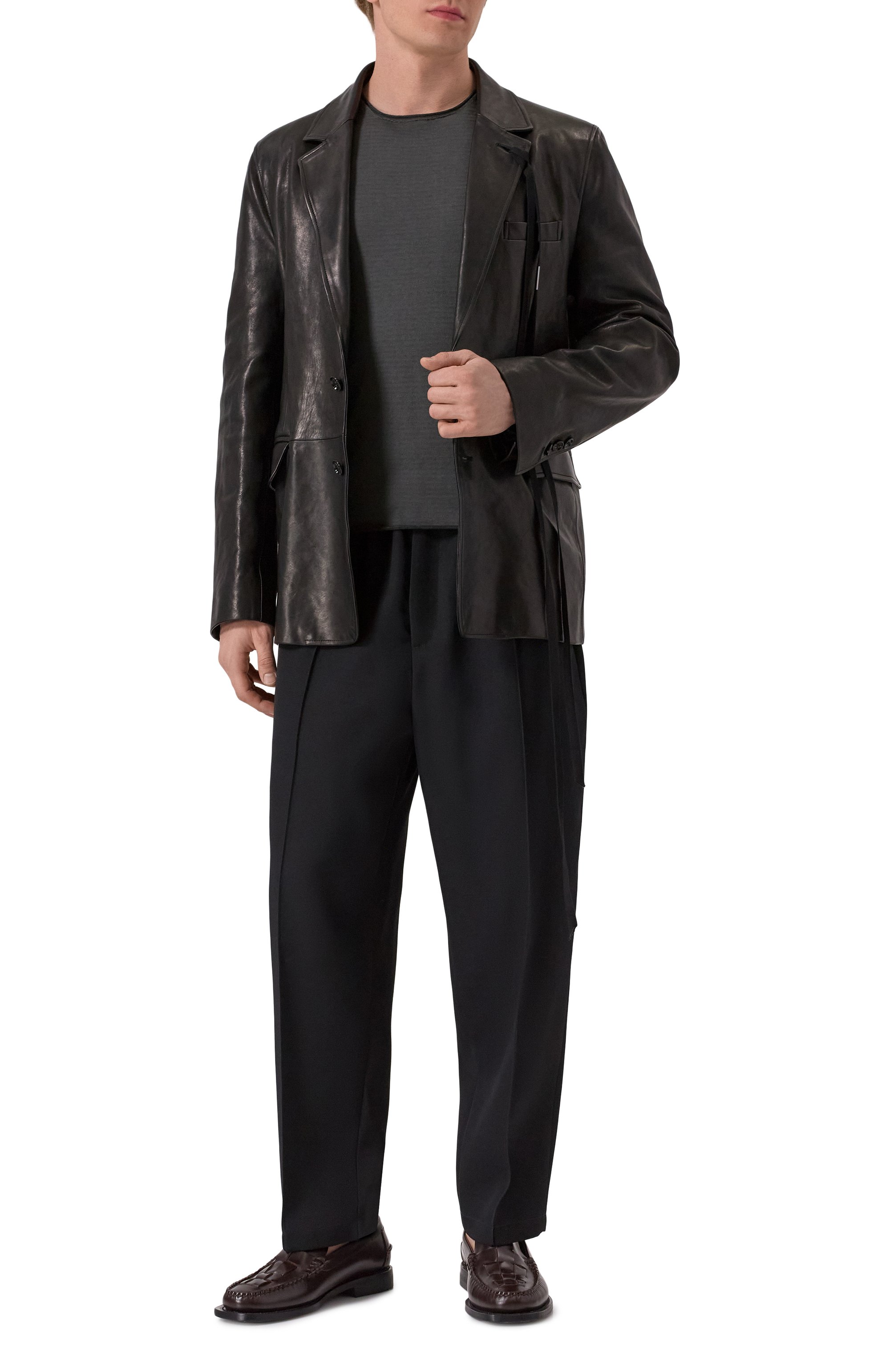 Кожаный пиджак ANN DEMEULEMEESTER, арт. B0012738/LT137, фото 3