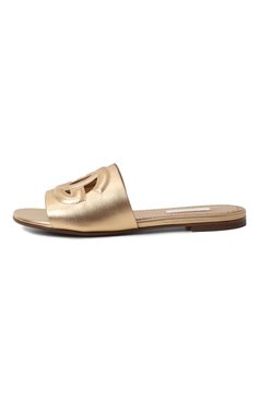 Детский кожаные шлепанцы DOLCE & GABBANA золотого цвета, арт. D11032/A5439/37-39 | Фото 2 (Материал сплава: Проставлено; Материал внутренний: Натуральная кожа; Нос: Не проставлено; Материал внешний: Натуральная кожа)