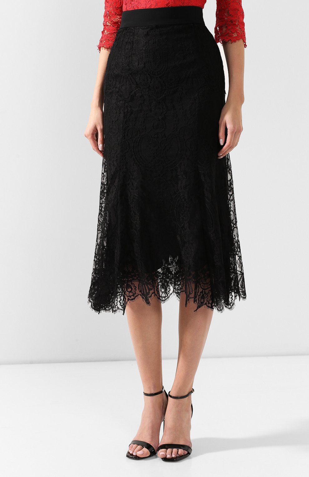 Кружевная юбка DOLCE & GABBANA черного цвета по цене 156500 руб., арт. F4BQ3T/FLMUV, фото 3 Кружевная юбка DOLCE & GABBANA, арт. F4BQ3T/FLMUV, фото 3
