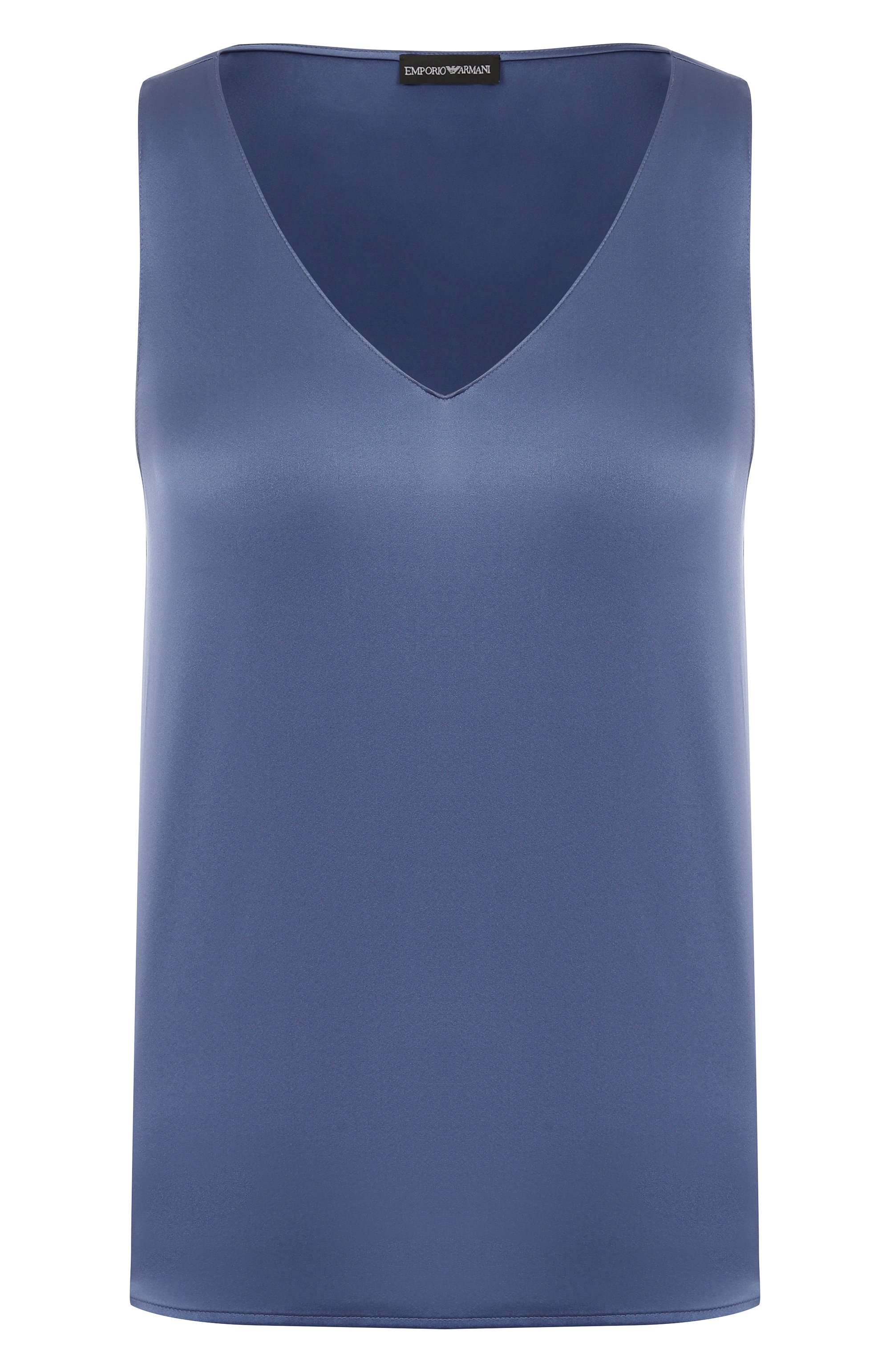 Атласный топ EMPORIO ARMANI синего цвета по цене 41500 руб., арт. EW002199/AF17300/U9302, фото 1 Атласный топ EMPORIO ARMANI, арт. EW002199/AF17300/U9302, фото 1
