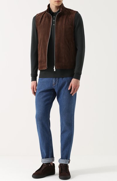 Замшевые кеды на шнуровке BRIONI, арт. QHFV/P3711, фото 2