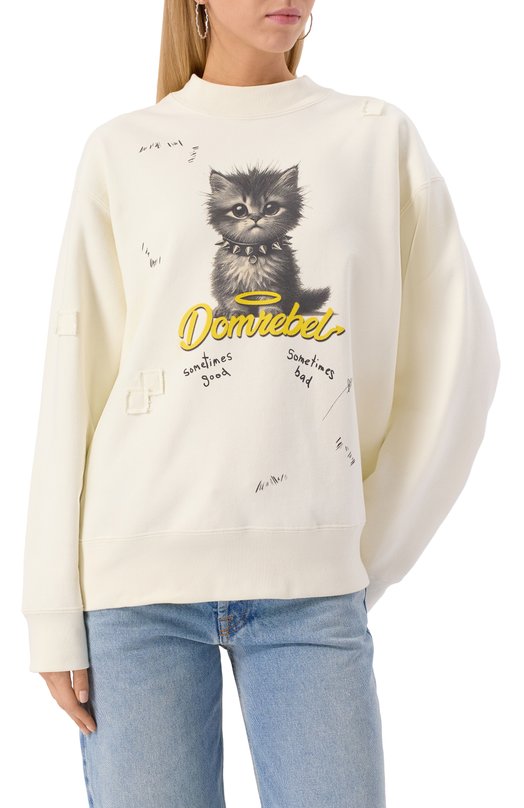 Хлопковый свитшот DOMREBEL KITTY PUNK SWEATSHIRT Кремовый  KITTY PUNK SWEATSHIRT Фото 3