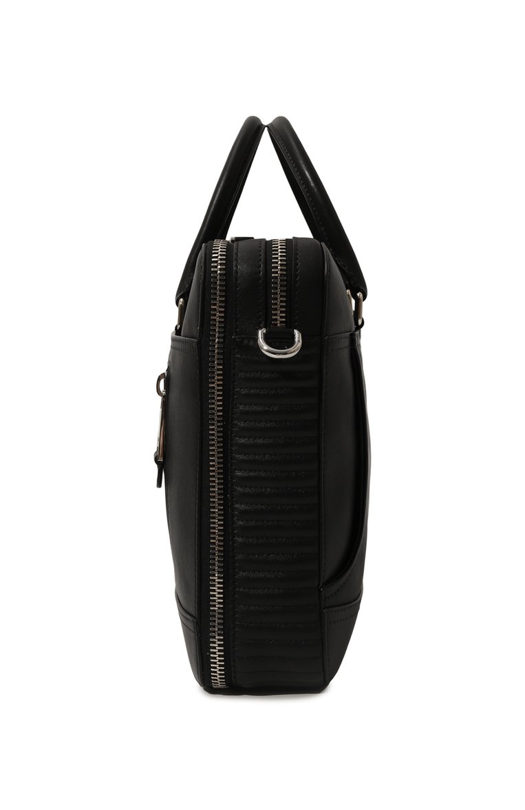 Мужская портфель biker MOSCHINO черного цвета, арт. A7448/8002 | Фото 4 (Материал сплава: Проставлено; Драгоценные камни: Проставлено; Ремень/цепочка: На ремешке; Размер: large; Материал: Натуральная кожа; Сумки-технические: Портфели)