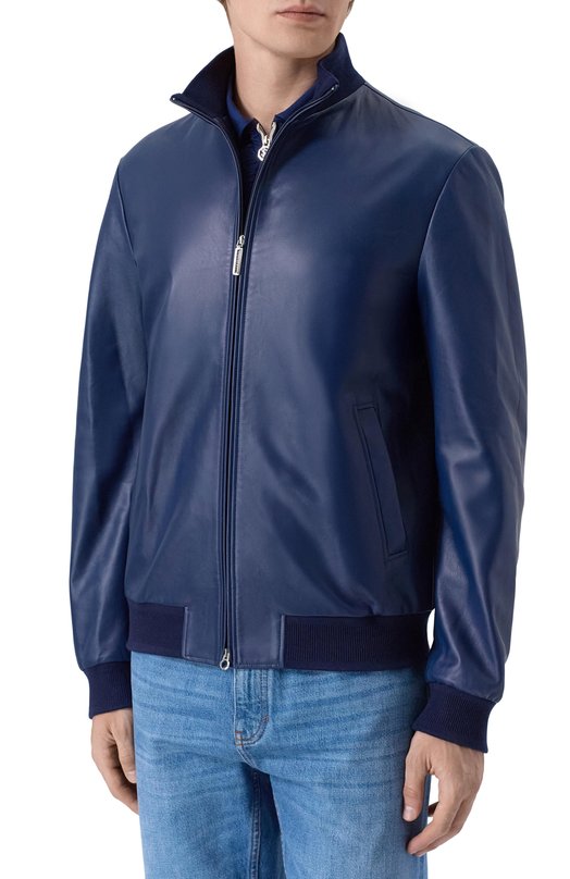 Кожаный бомбер Stefano Ricci M7J6100260/NPNUV5_001 Синий  M7J6100260/NPNUV5_001 Фото 3