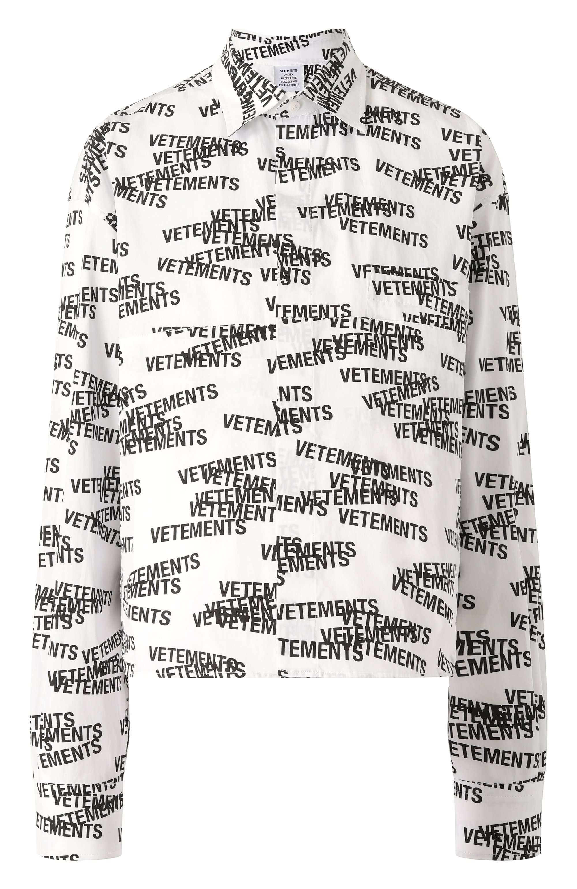 Хлопковая рубашка VETEMENTS черно-белого цвета по цене 99500 руб., арт. UE54SH260W, фото 1 Хлопковая рубашка VETEMENTS, арт. UE54SH260W, фото 1