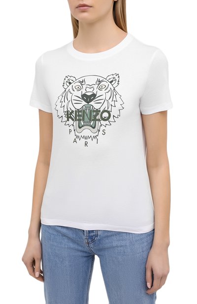 Хлопковая футболка KENZO белого цвета по цене 11500 руб., арт. FB52TS8464YB, фото 3 Хлопковая футболка KENZO, арт. FB52TS8464YB, фото 3