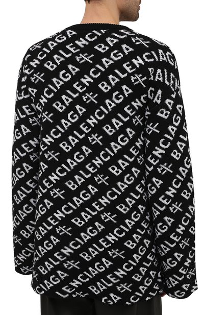 Шерстяной свитер BALENCIAGA черно-белого цвета по цене 121500 руб., арт. 648042/T1599, фото 4 Шерстяной свитер BALENCIAGA, арт. 648042/T1599, фото 4