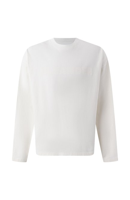 Мужская хлопковый лонгслив JIL SANDER белого цвета, арт. J21GC0167/J20243 | Фото 1 (Материал внешний: Хлопок; Материал сплава: Проставлено; Рукава: Длинные; Длина (для топов): Стандартные; Драгоценные камни: Проставлено)