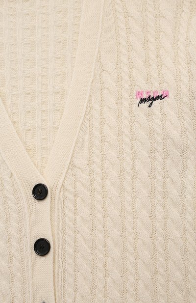 Кардиган MSGM KIDS кремового цвета по цене 17550 руб., арт. F4MSJGCA197, фото 3 Кардиган MSGM KIDS, арт. F4MSJGCA197, фото 3