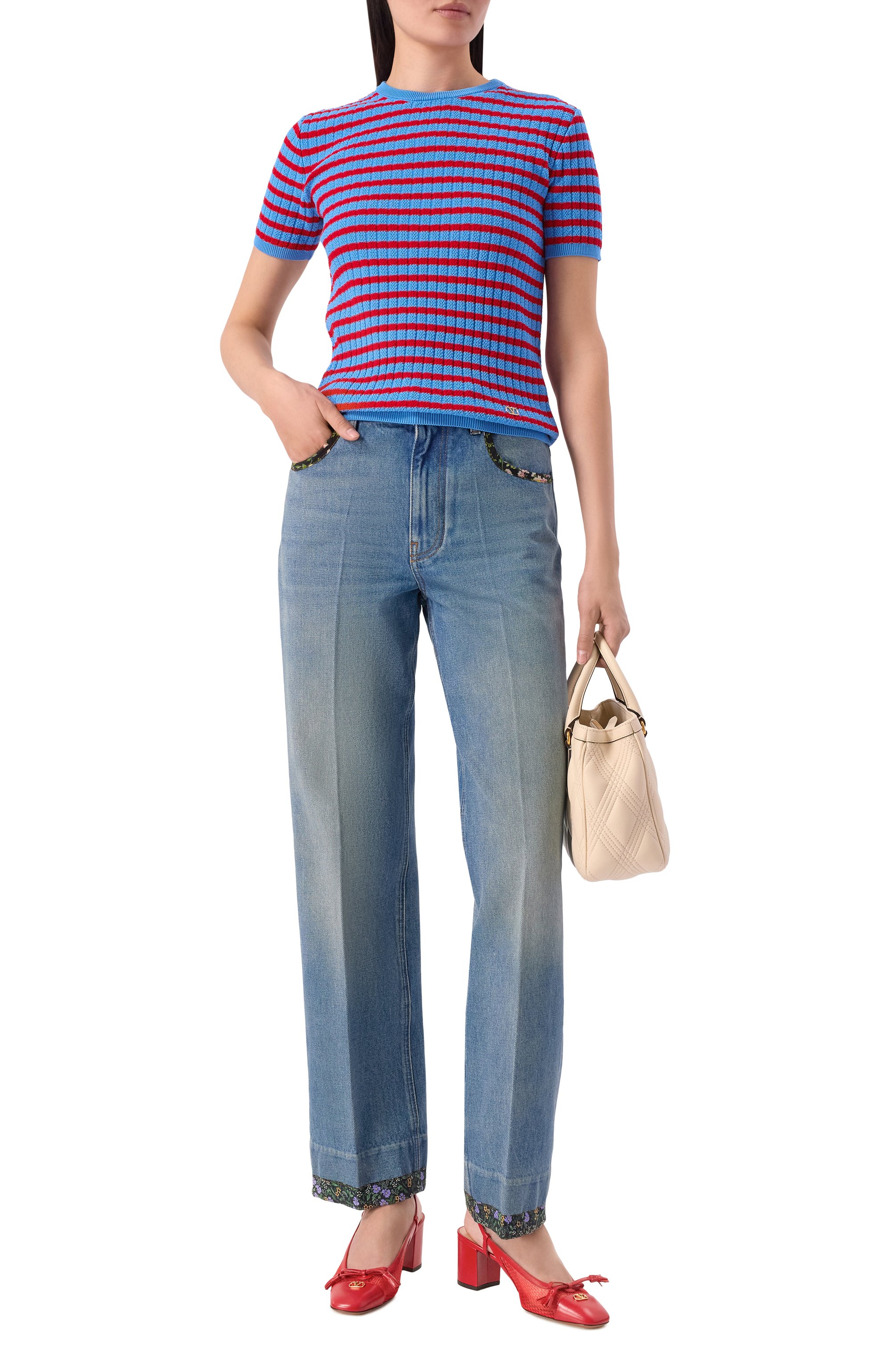 Комбинированные туфли valet du roi 60 VALENTINO красного цвета по цене 125500 руб., арт. 8W2S0MH9/PDY, фото 3 Комбинированные туфли valet du roi 60 VALENTINO, арт. 8W2S0MH9/PDY, фото 3