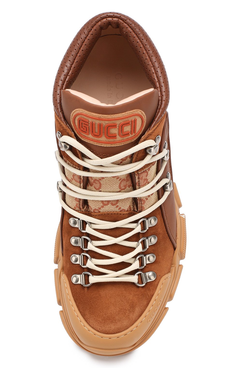 Кожаные кроссовки flashtrek gg GUCCI темно-бежевого цвета по цене 89950 руб., арт. 521680/0P310, фото 5 Кожаные кроссовки flashtrek gg GUCCI, арт. 521680/0P310, фото 5