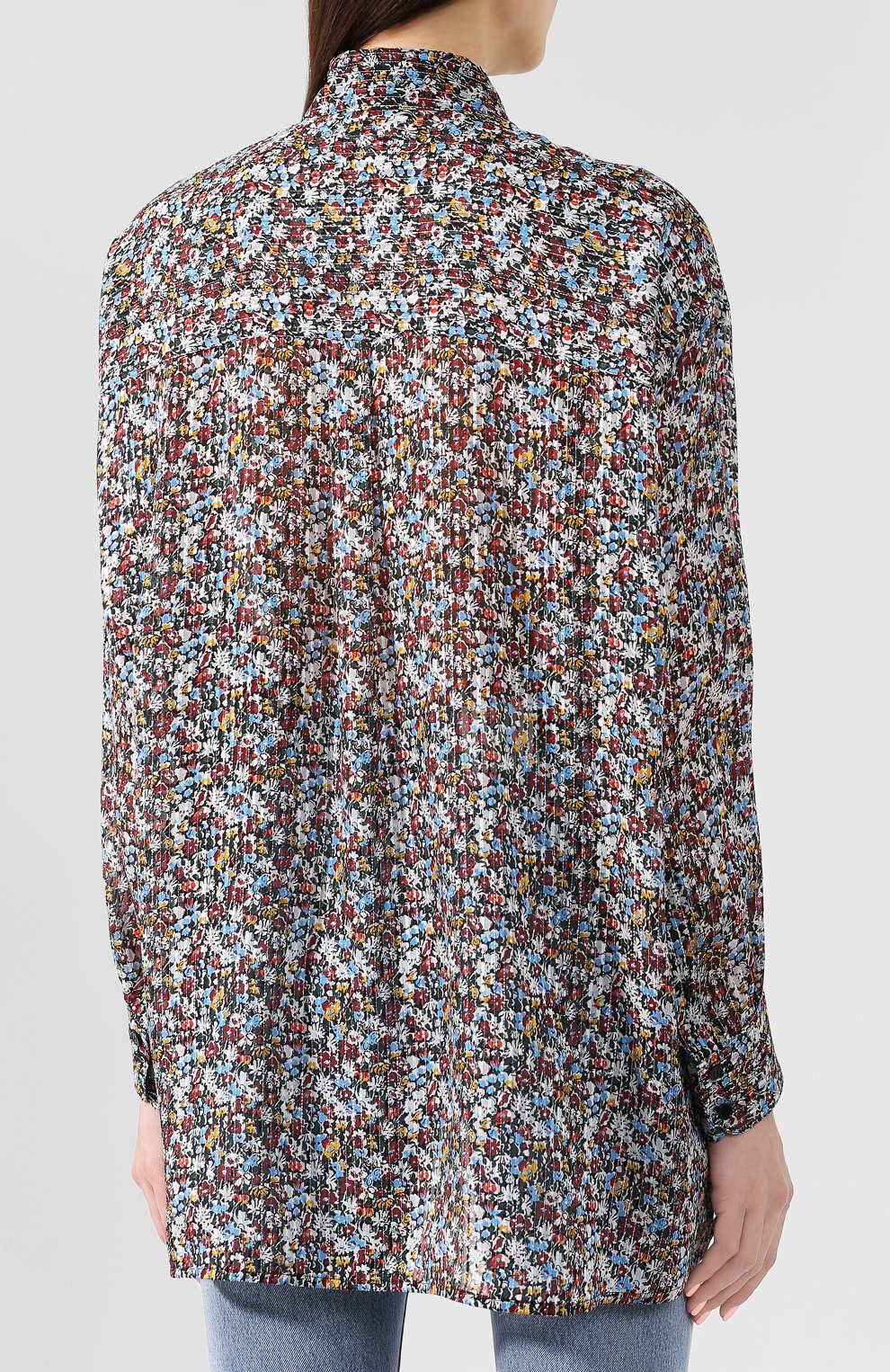 Шелковая рубашка VICTORIA BECKHAM, арт. SH 0VR 1850 MSS19 FL0RAL LUREX STRIPE, фото 4