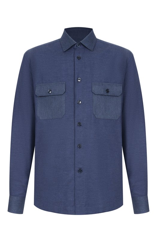 Рубашка из хлопка и кашемира Corneliani 26P219-2611345 Синий 26P219-2611345