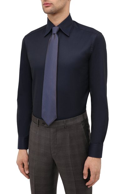 Хлопковая сорочка ZILLI темно-синего цвета по цене 89500 руб., арт. MFU-00702-01077/0001, фото 4 Хлопковая сорочка ZILLI, арт. MFU-00702-01077/0001, фото 4