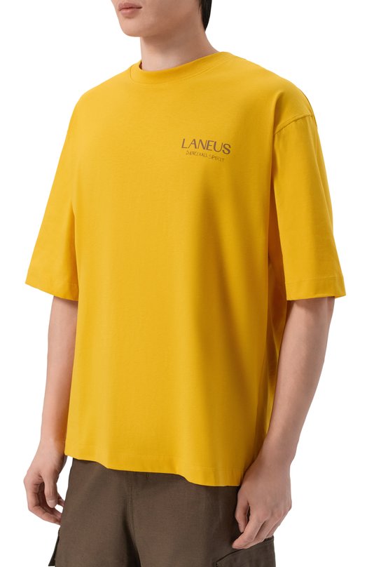 Хлопковая футболка Laneus S6LAMATH118 Жёлтый  S6LAMATH118 Фото 3