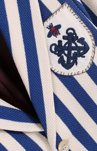 Однобортный пиджак из хлопка в полоску с нашивкой GUCCI, арт. 499556/X9M24, фото 3