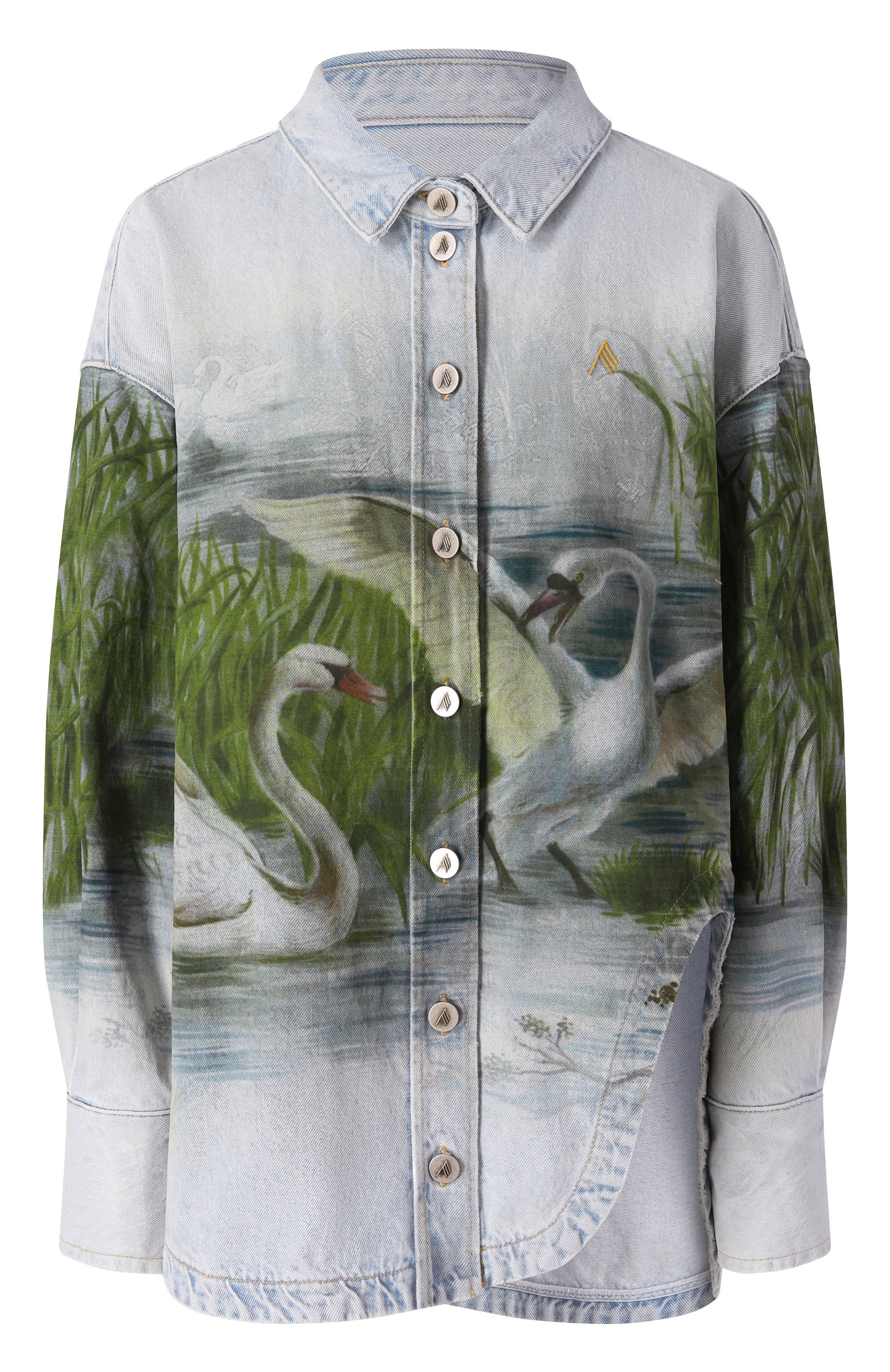 Джинсовая рубашка THE ATTICO голубого цвета по цене 163000 руб., арт. 250WCB00068/DDD085PR, фото 1 Джинсовая рубашка THE ATTICO, арт. 250WCB00068/DDD085PR, фото 1