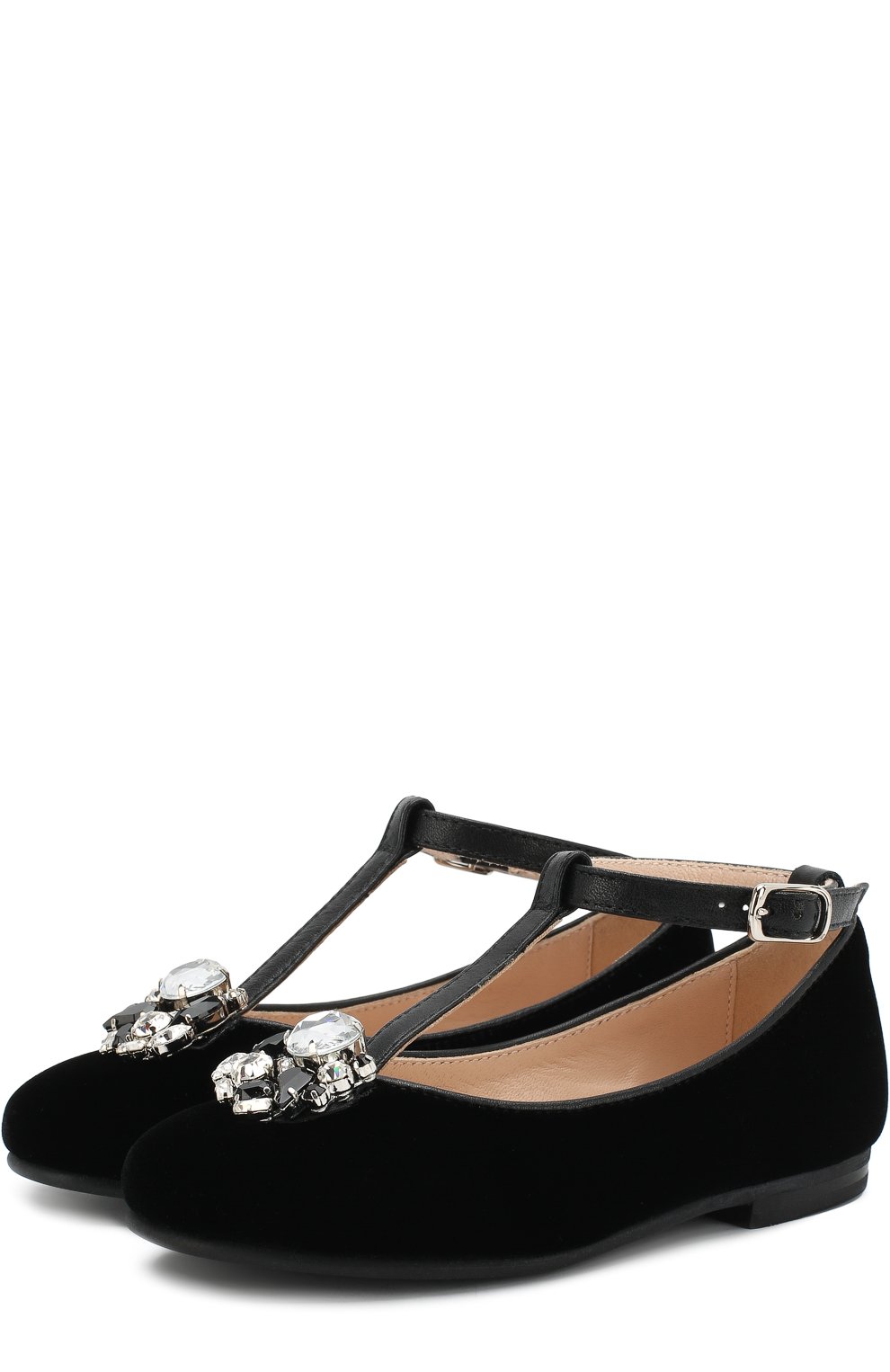 Текстильные туфли с кожаной отделкой и кристаллами IL GUFO, арт. G332/VELVET/31-34, фото 1