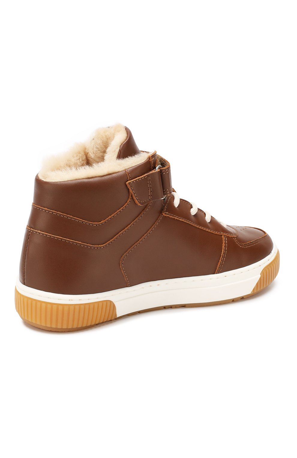 Кожаные кеды с меховой отделкой EMPORIO ARMANI, арт. XYZ001/X0R01/35-40, фото 3