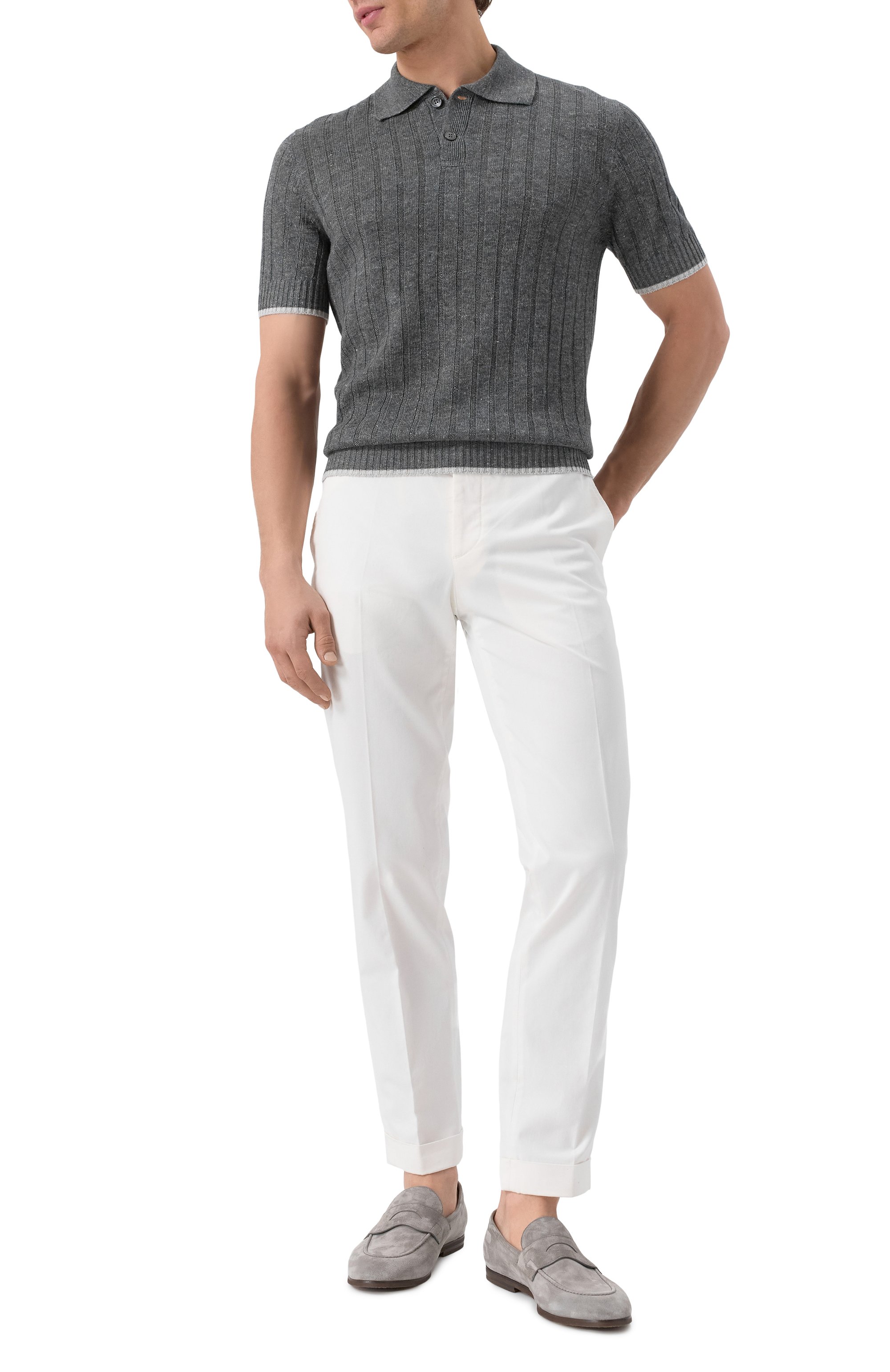 Поло изо льна и хлопка BRUNELLO CUCINELLI, арт. M2L707605, фото 2