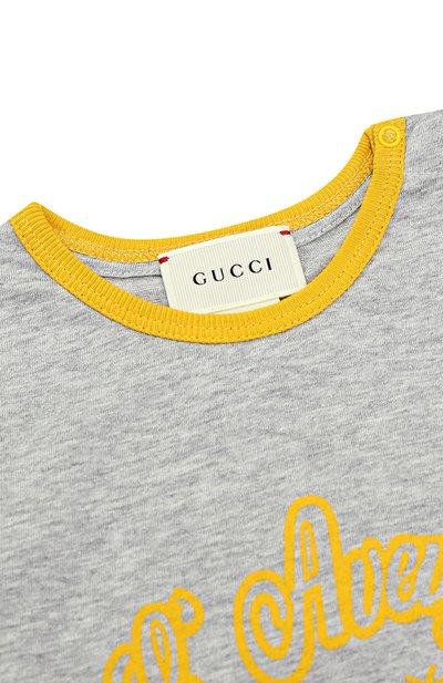 Хлопковая футболка с принтом и контрастной отделкой GUCCI, арт. 456618/X5L29, фото 3