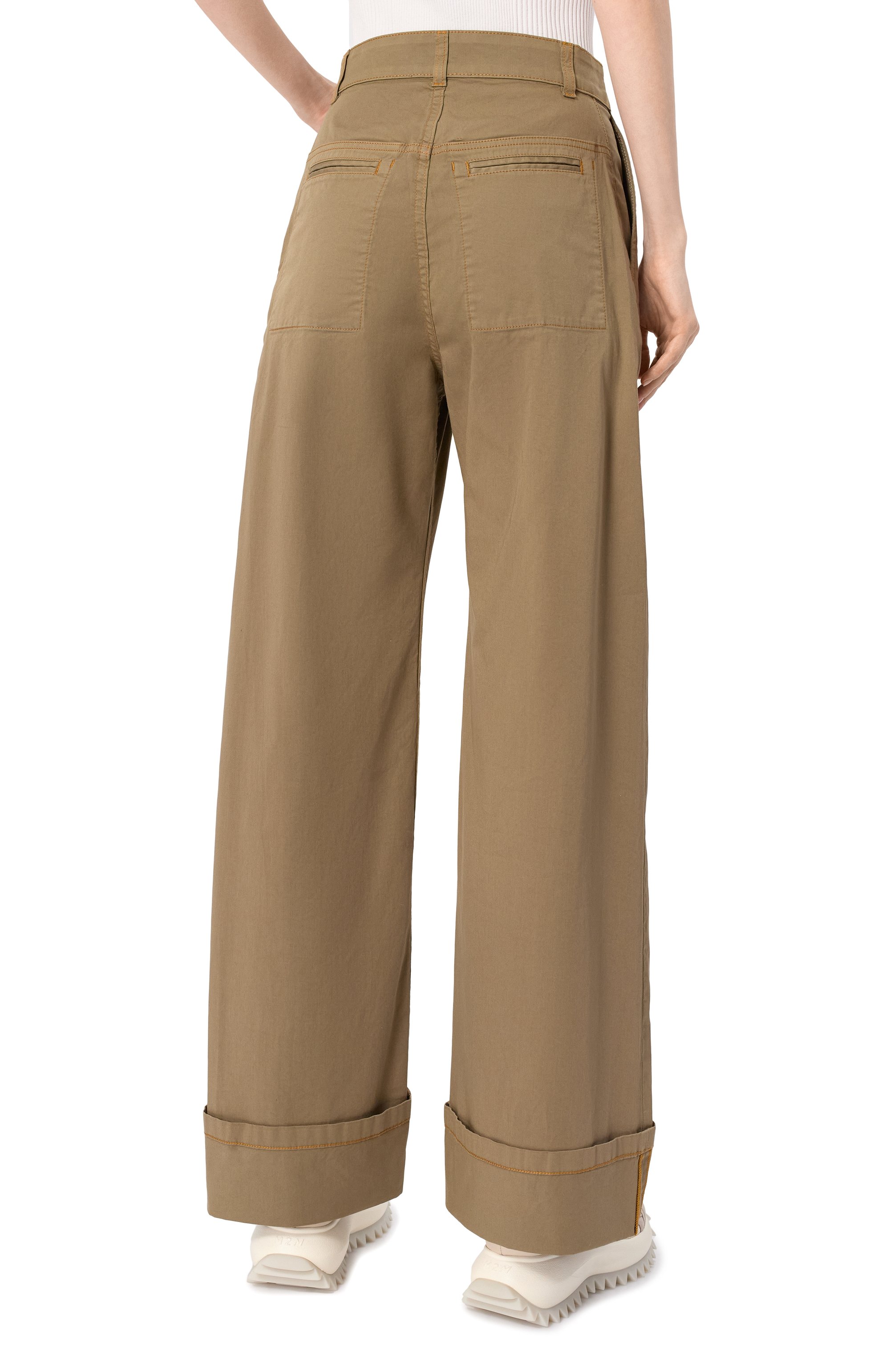 Хлопковые брюки GRAN SASSO хаки цвета по цене 34950 руб., арт. 76265/50491, фото 4 Хлопковые брюки GRAN SASSO, арт. 76265/50491, фото 4