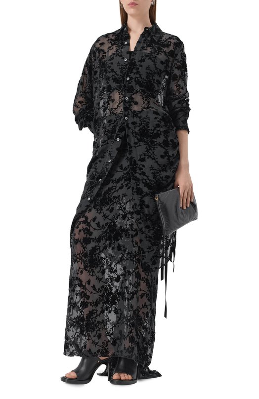 Блузка из вискозы и шелка Ann Demeulemeester B0013140/FA616 Чёрный  B0013140/FA616 Фото 2